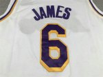 NBA 6 James Lakers Maillot blanc avec logo 6 brodé